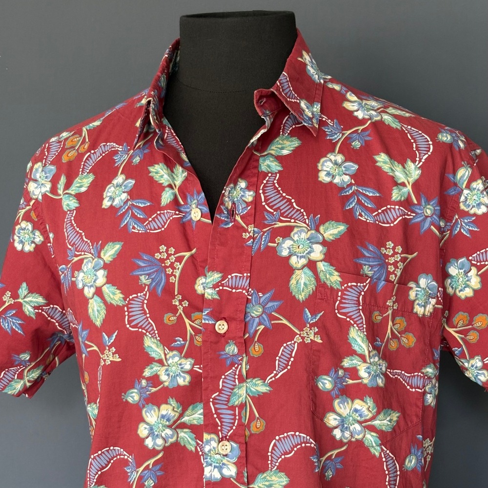 Reyn Spooner Traditionals Red Floral Hawaiian Aloha Shirt | Medium |